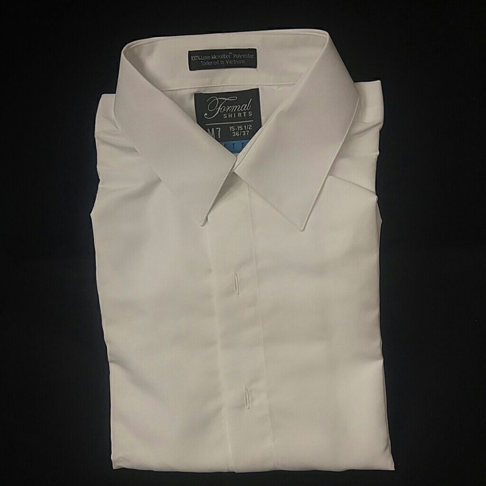 MEN'S SLIM FIT WHITE MICROFIBER SHIRT BY FORMAL SHIRTS